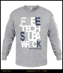 Free-tech-scuba-wreck Longsleeve Scuba Diving T-shirt